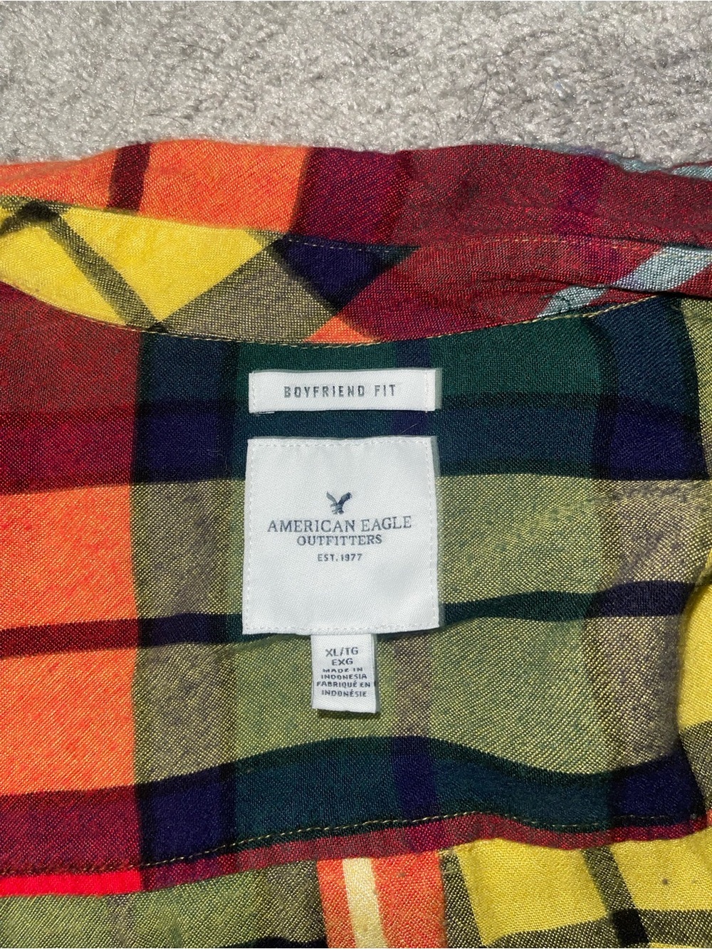 XL American Eagle Multicolor Boyfriend Fit Flannel - Picture 3 of 4